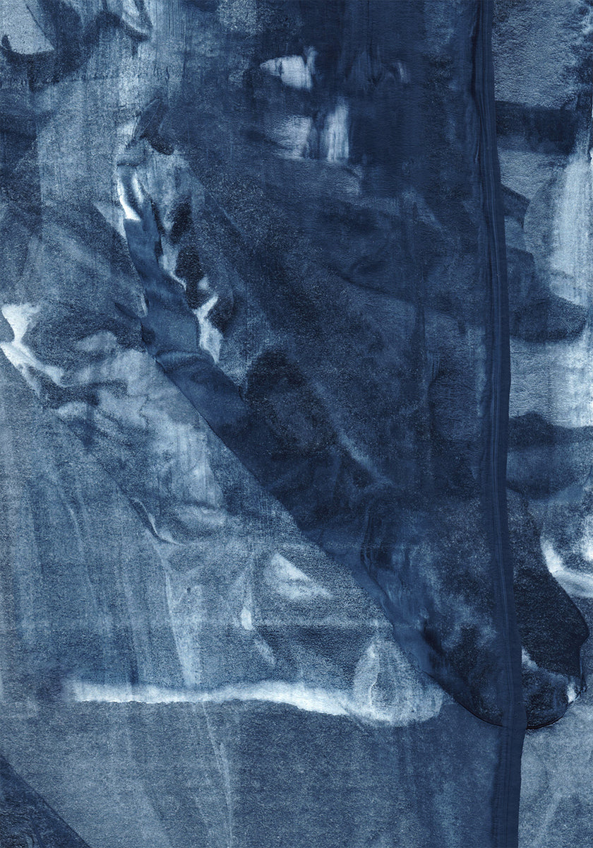 Mėlynos tekstūros tekančios vertikalios linijos plakatas