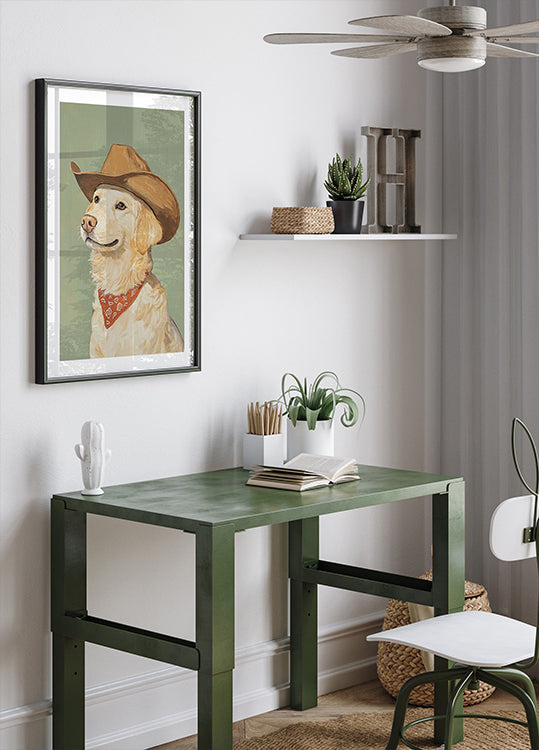 Cowboy Golden Retriever Plakat - Posterbox