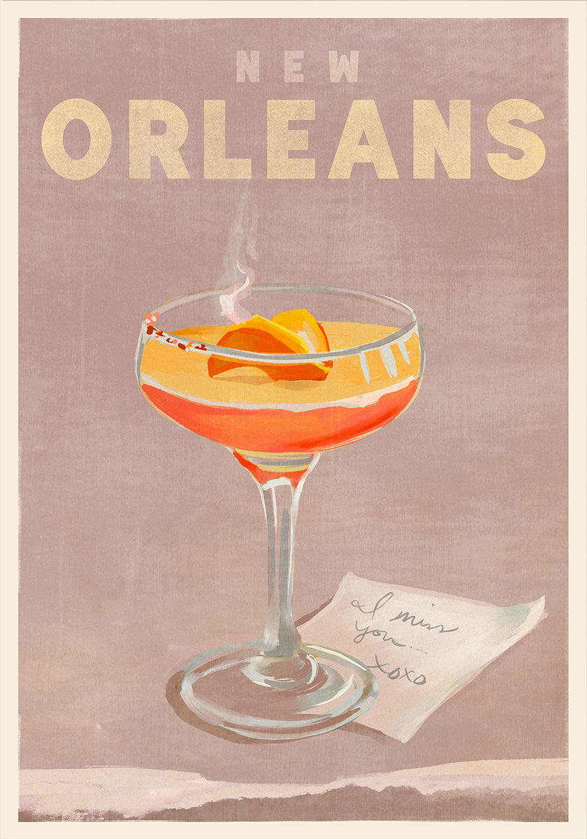 Cestovný plagát na koktail v New Orleans