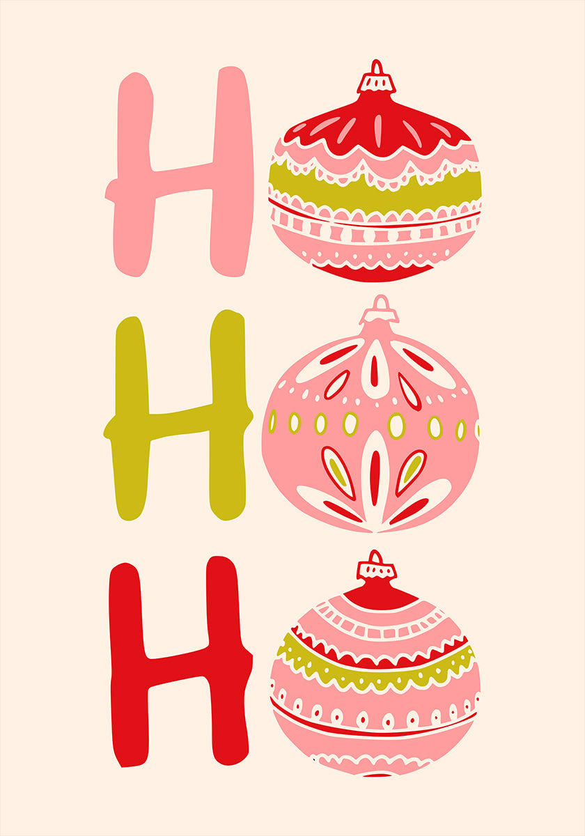 HoHoHo Jautrs, mazs Ziemassvētku ilustrācijas plakāts