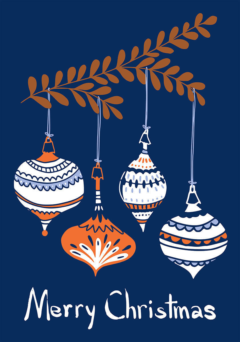 Rõõmsad väikesed jõulukaunistused, sinine Plakat