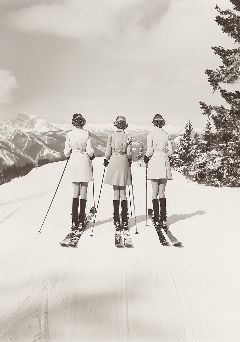 Vintage Glamor Skiers Poster