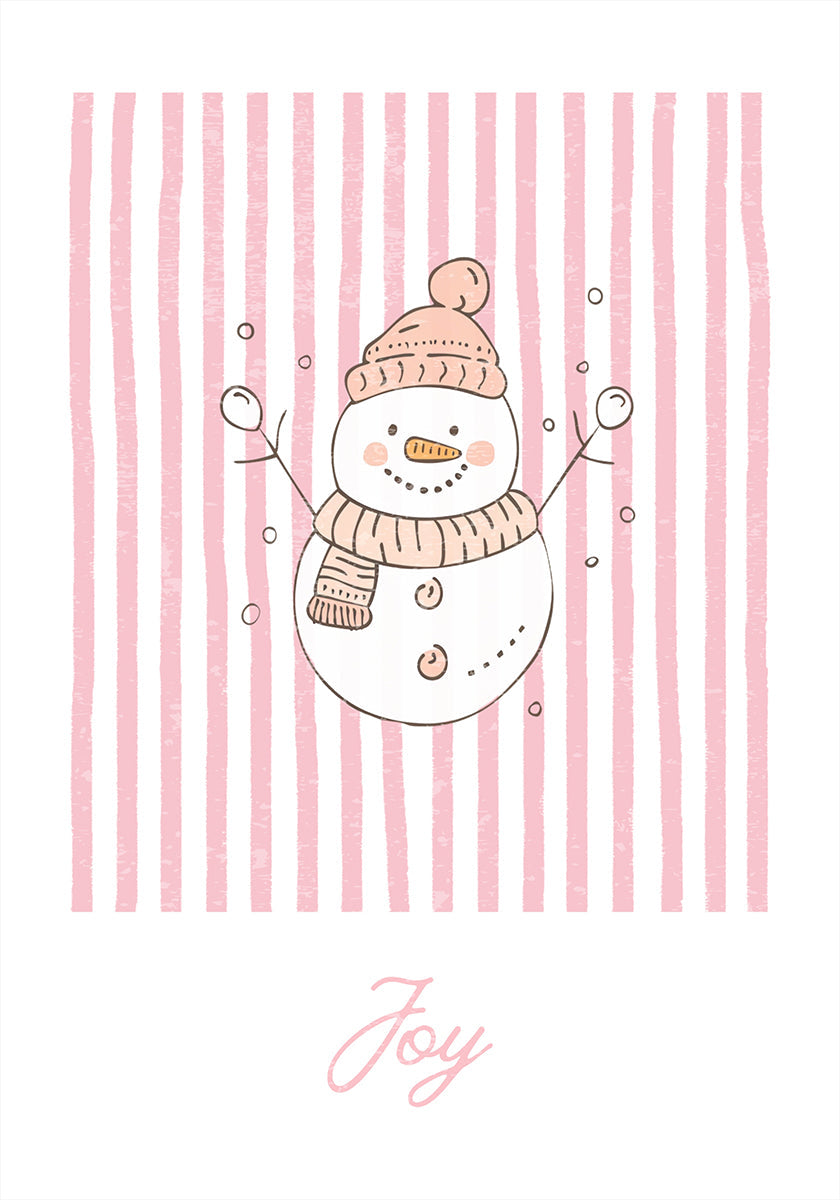 Snowman Joy - Pink Stripes Plakat