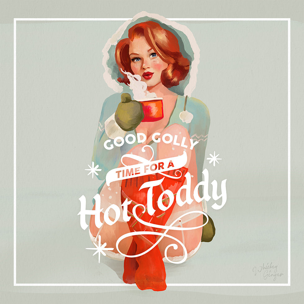 Hot Toddy Redhead Vintage žiemos kokteilių menas (NAUJAS)