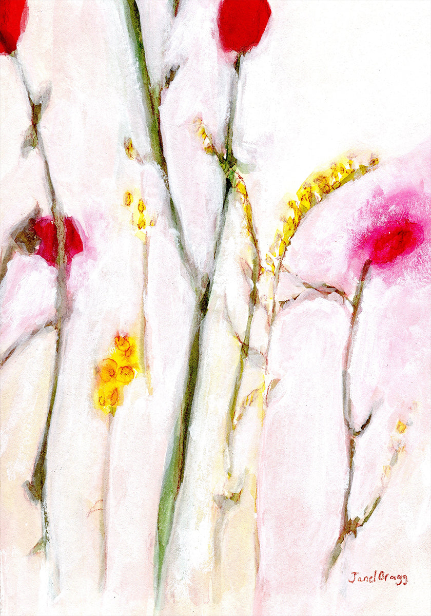 Kvetinový plagát v oranžovej a fialovej farbe