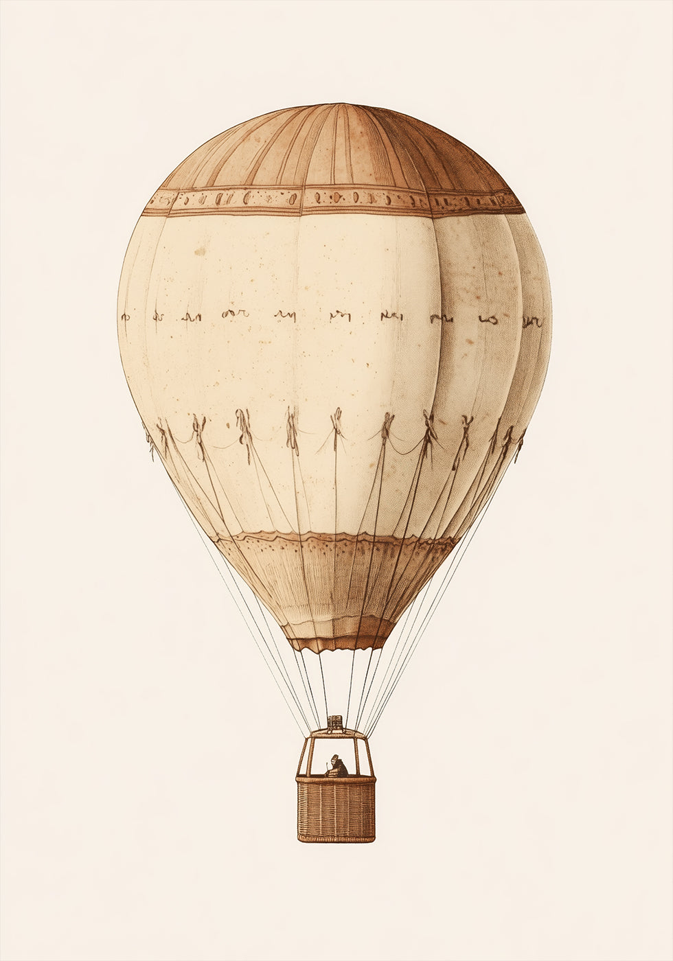 Balon cu aer vintage, poster de aventură de călătorie sepia 