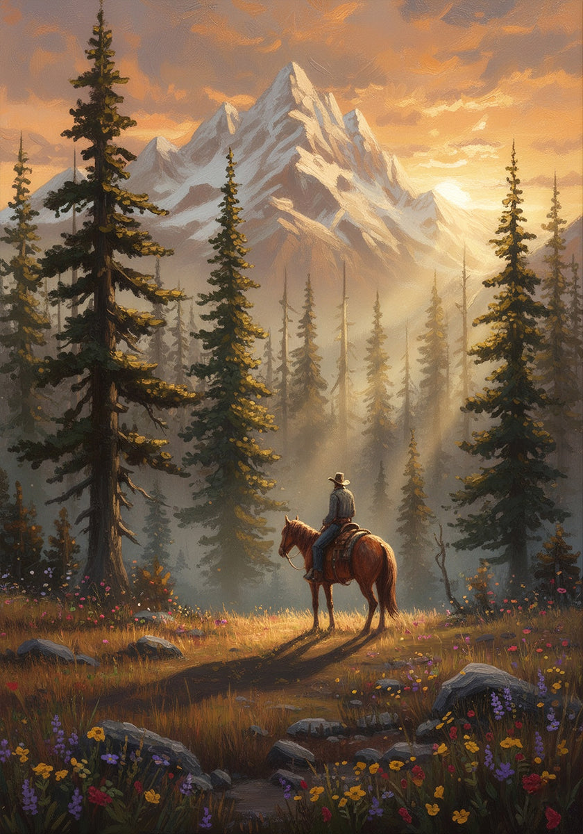Mountain Rider Sunrise Poster - Posterbox