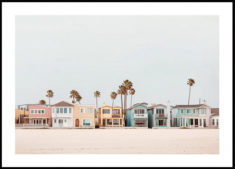 Colorful Beachfront with Palm Trees Plakat - Posterbox