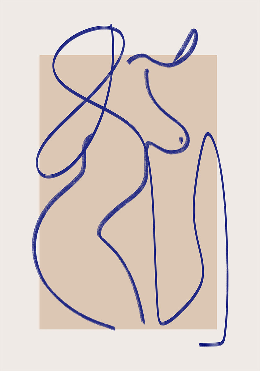 Abstract Blue Line Art 2 Plakat - Posterbox