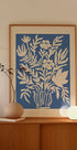 Cobalt Blue Floral Block Print Plakat - Posterbox