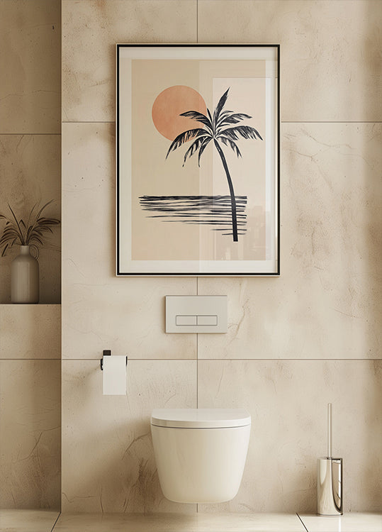 Coconut Tree with Sunset Illustration Plakat - Posterbox