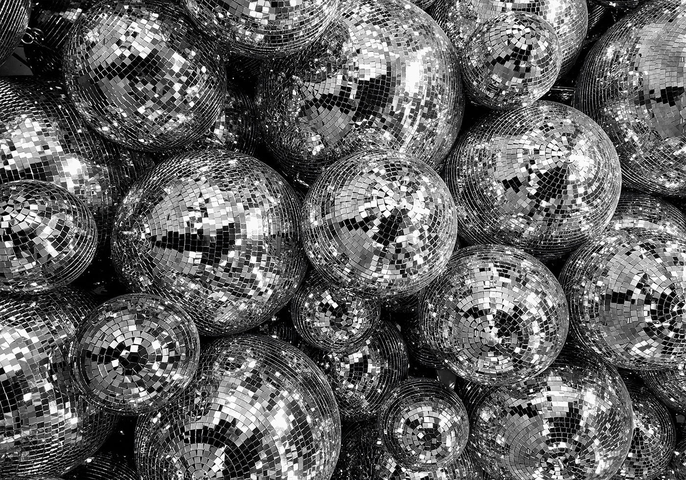 Disco Balls in Black and White Plakat - Posterbox.dk
