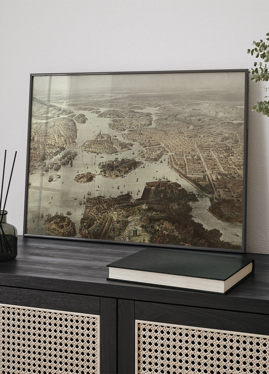 Fogelvue Over Stockholm 1860 Plakat - Posterbox.dk