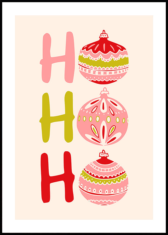 HoHoHo Veselý malý vianočný ilustračný plagát