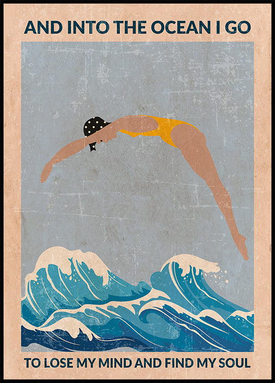 Into the Ocean (zils) Standarta sienas art