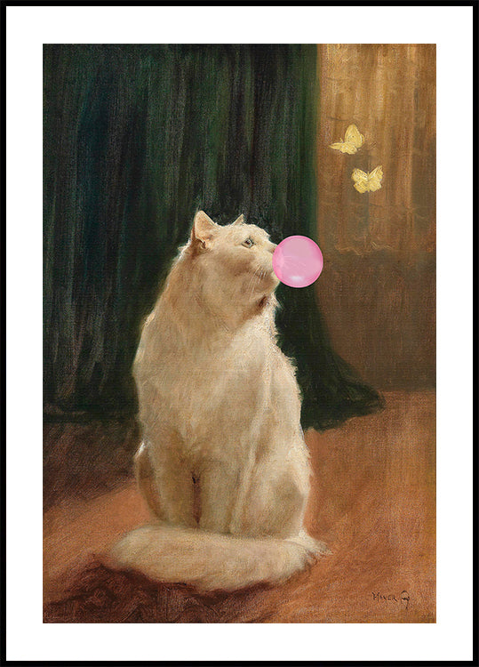 Bubble Gum and Cat Poster