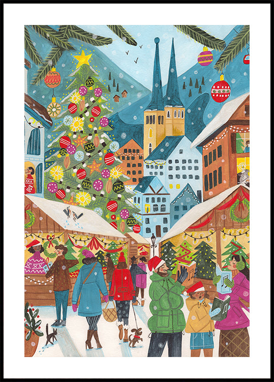 Christmas Market in the Village Poster