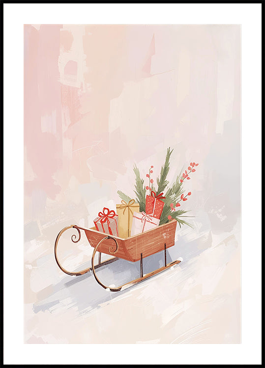 Schlitten mit Geschenken plakāts