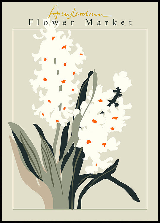 Ziedu tirgus Amsterdamas hiacintes plakāts