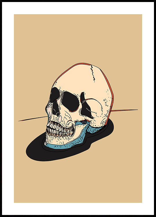 Galvaskausa ilustrācija uz bēša fona plakāta