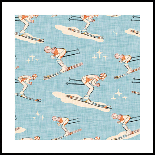 Ziemas sporta veidi Retro Vintage Ski Blue.png (JAUNS)