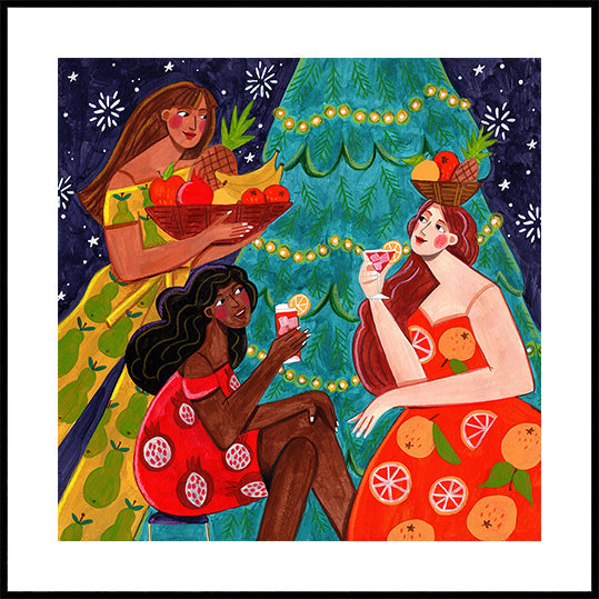 Festive Christmas fruit women Poster