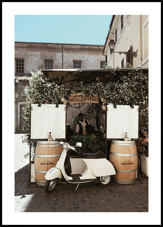White Italian Vespa Plakat - Posterbox.dk