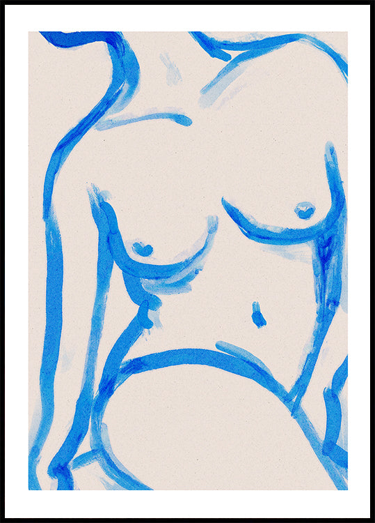 Blue Contour Nude Plakāts