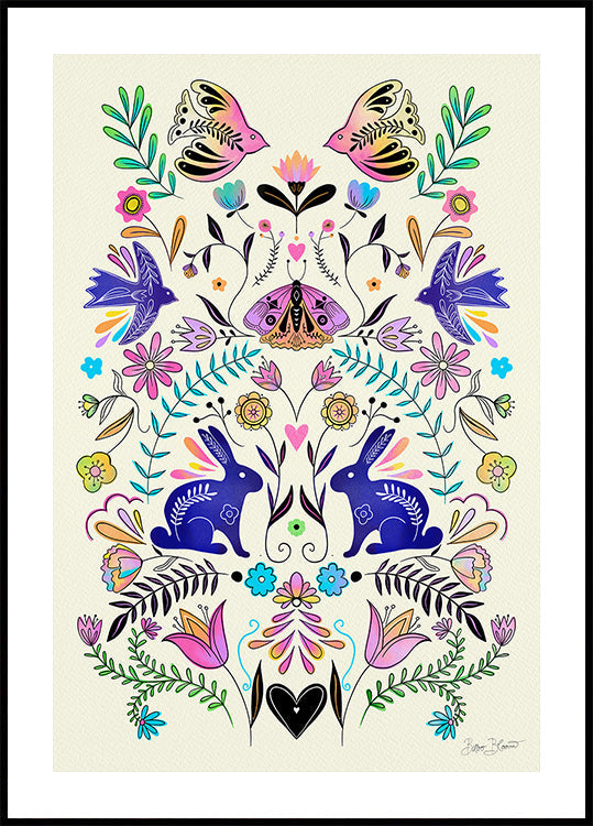 Színes népművészeti illusztrációs poszter