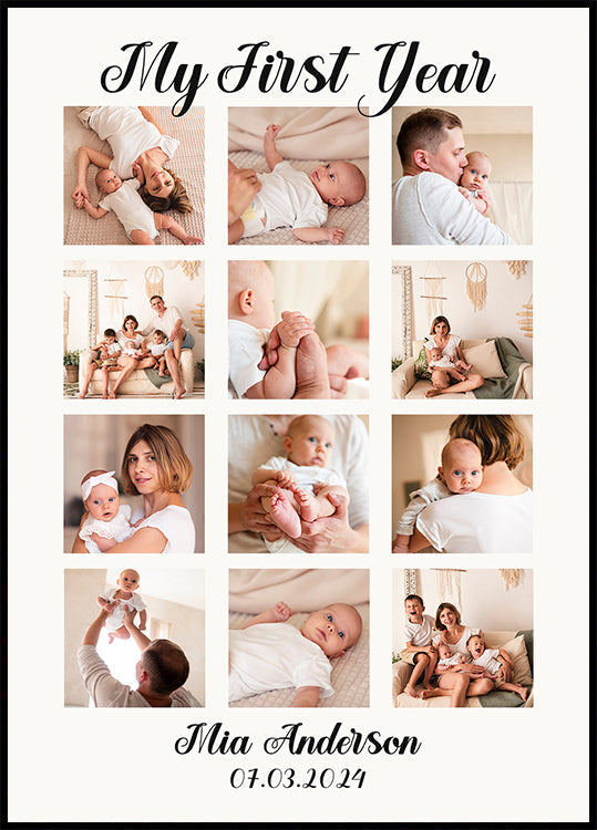 Meng éischt Joer Foto Collage Poster