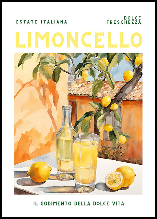 Limoncello, akvarell, värske plakat