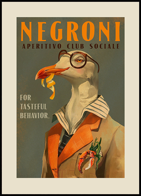 Vintage, Art Deco, Negroni, dēļ, la, izdomāts, kaijas plakāts