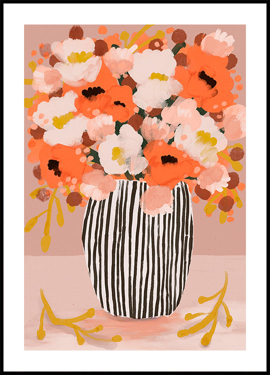 Striped Vase Blooms Poster