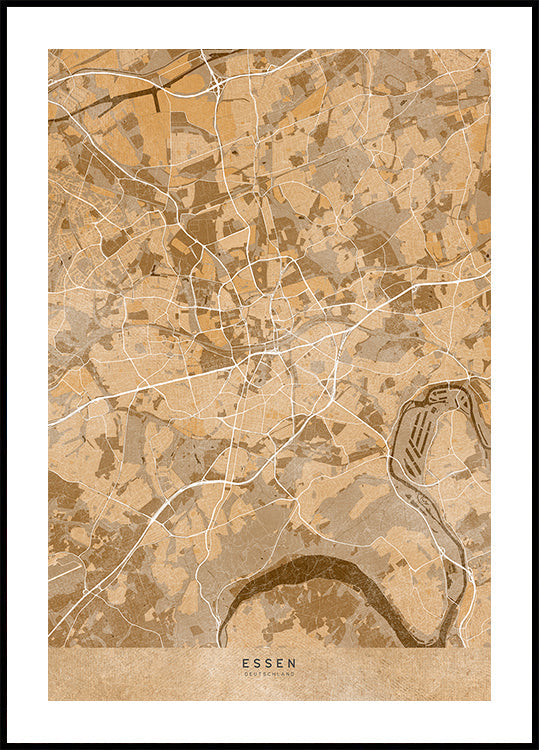 Sepia vintage mapa centra Frankfurtu v Nemecku (NOVINKA)