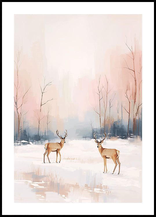 Deer in Winter Poster