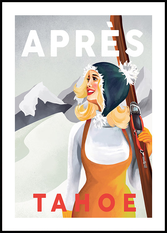 Apres Ski Lake Tahoe Vintage Pin Up Art (JAUNS)