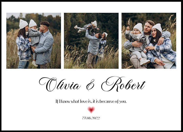 Mūsu mīlestības ģimenes fotoattēlu kolāžas plakāts