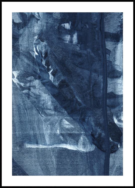 Plakāts ar zilu tekstūru, plūstošām vertikālām līnijām