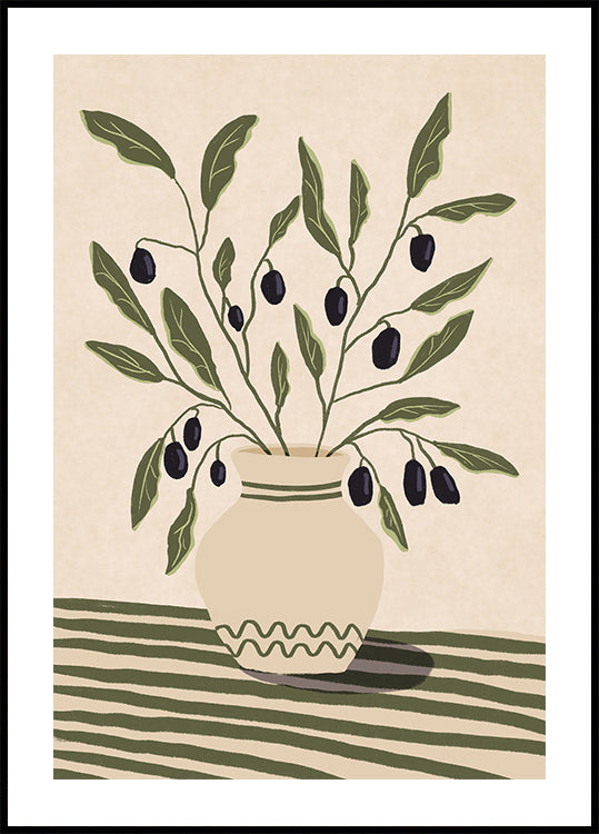 Vase med Oliven Plakat - Posterbox.dk