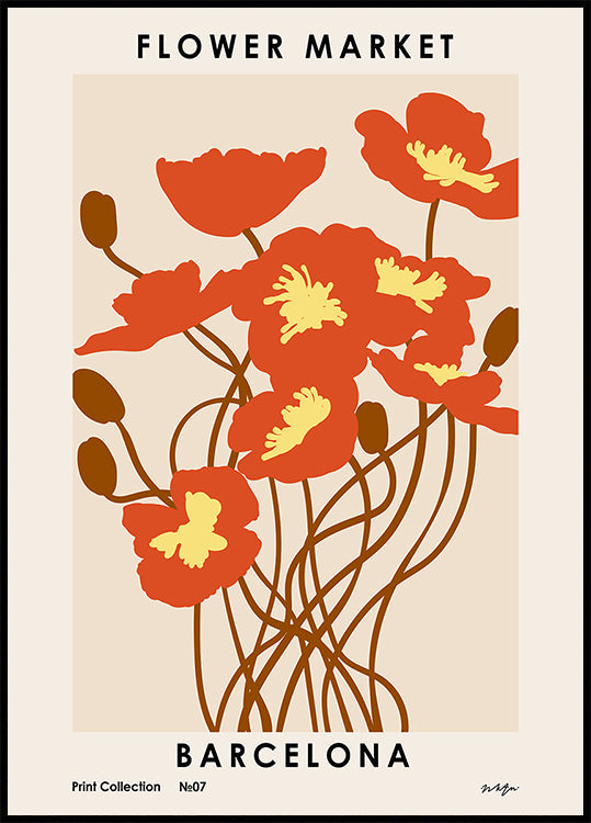 Gėlių turgus. Barselonos plakatas