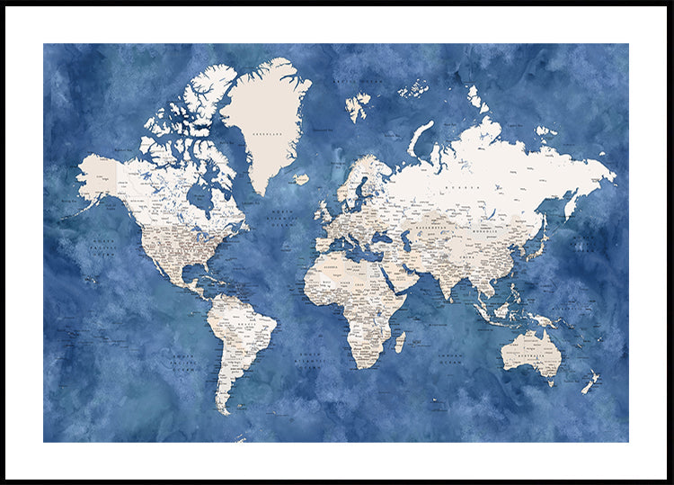 Podrobná mapa sveta s mestami, Sabeen (NOVINKA)