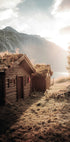 Rustic Houses at Sunset by Lovatnet Lake Plakat - Posterbox.dk