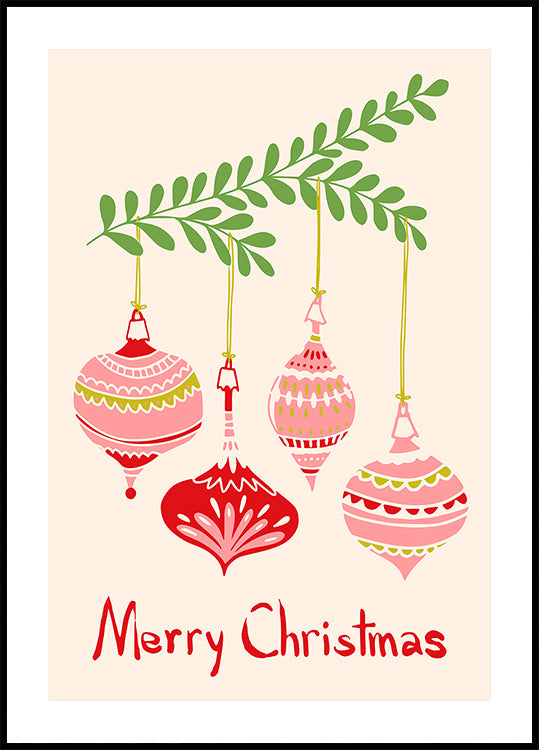 Cheerful little Christmas baubles Plakat - Posterbox