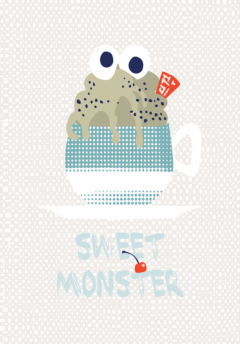 Sweet monster cupcake mint Plakat - Posterbox