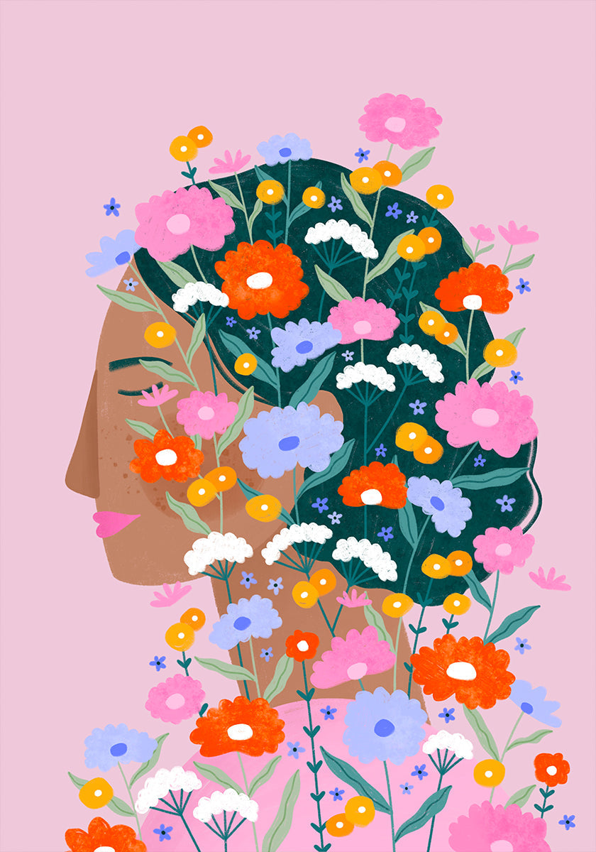 Colourful Flower Lady Plakat - Posterbox