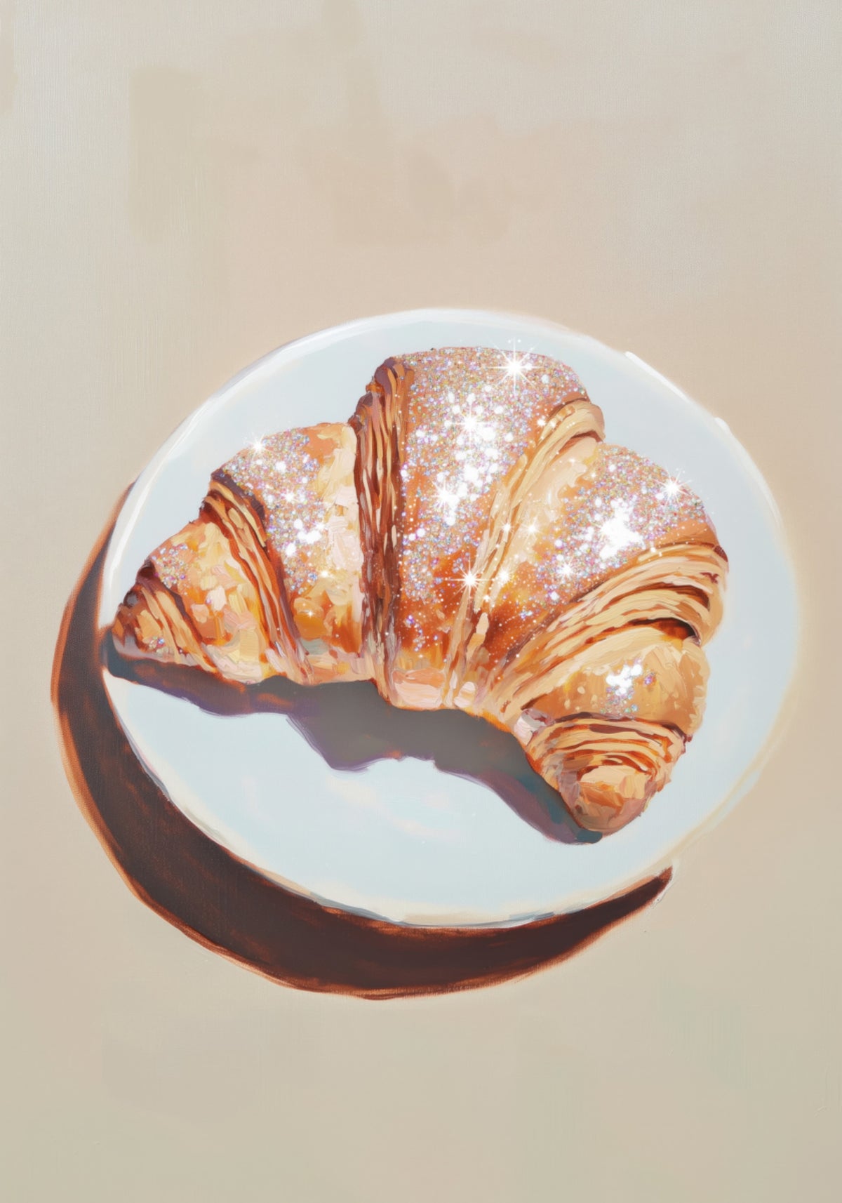 Glühwäin Croissant op engem Teller