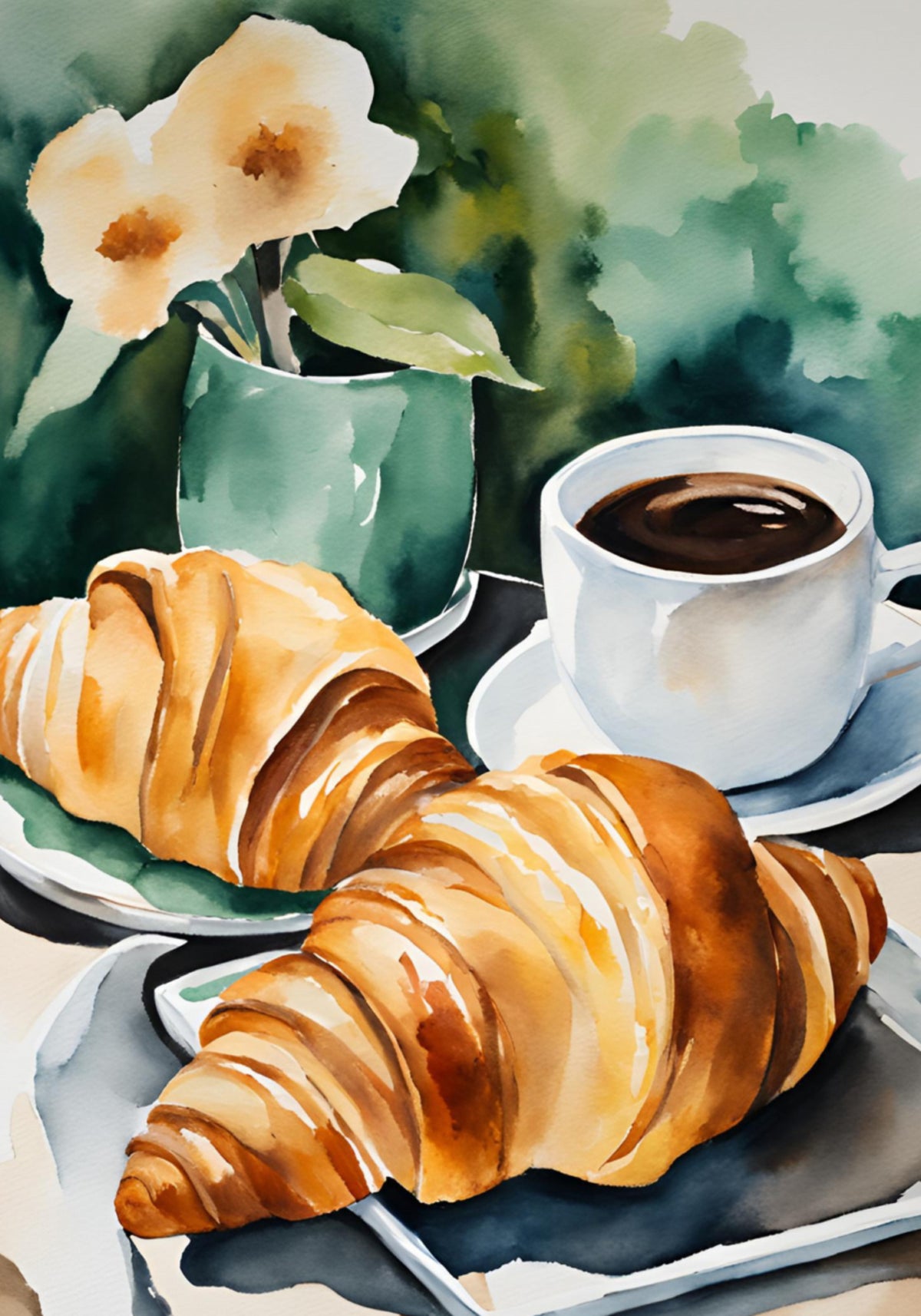 Frësch Croissanten a Kaffi
