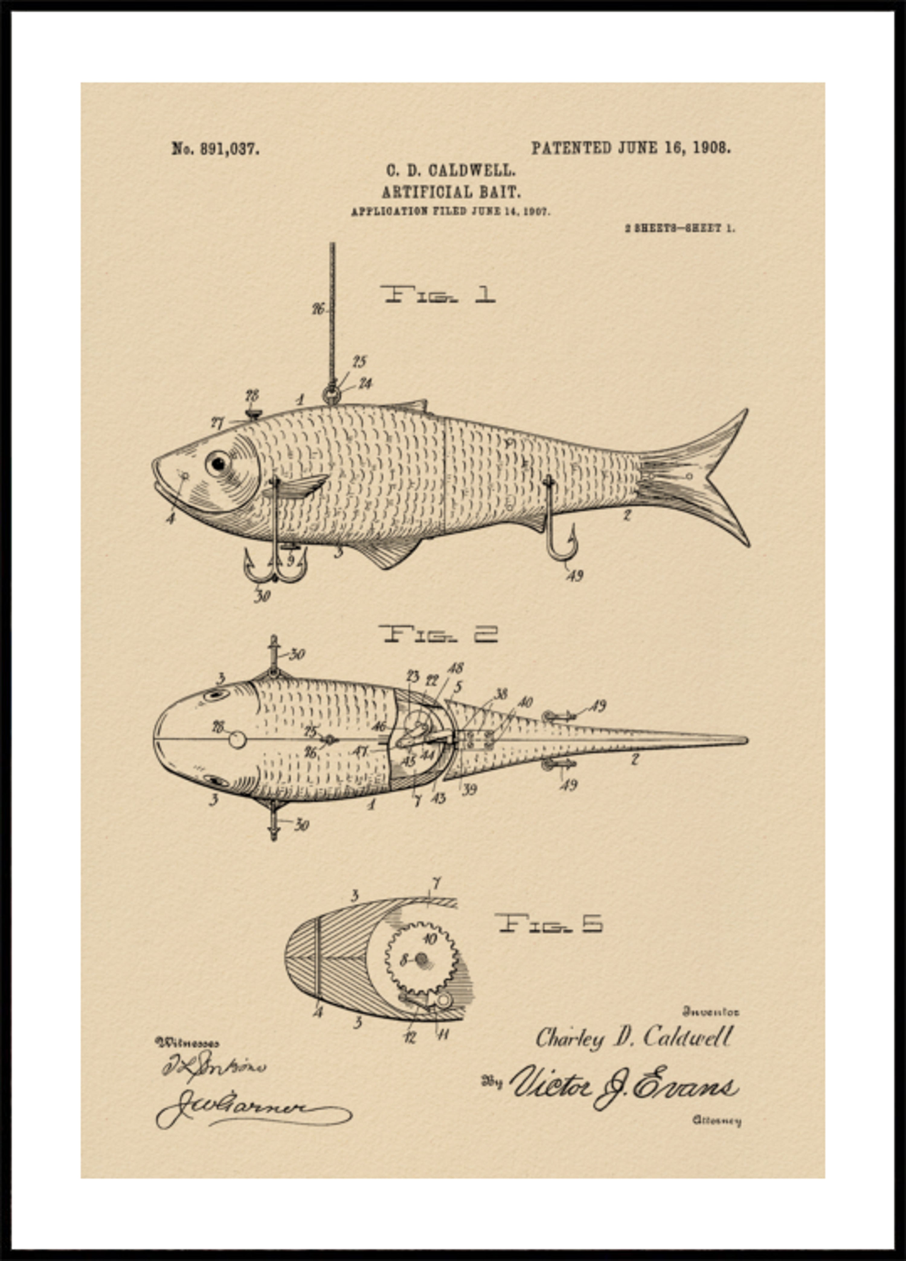 Vintage Fëscherei Lure Patent