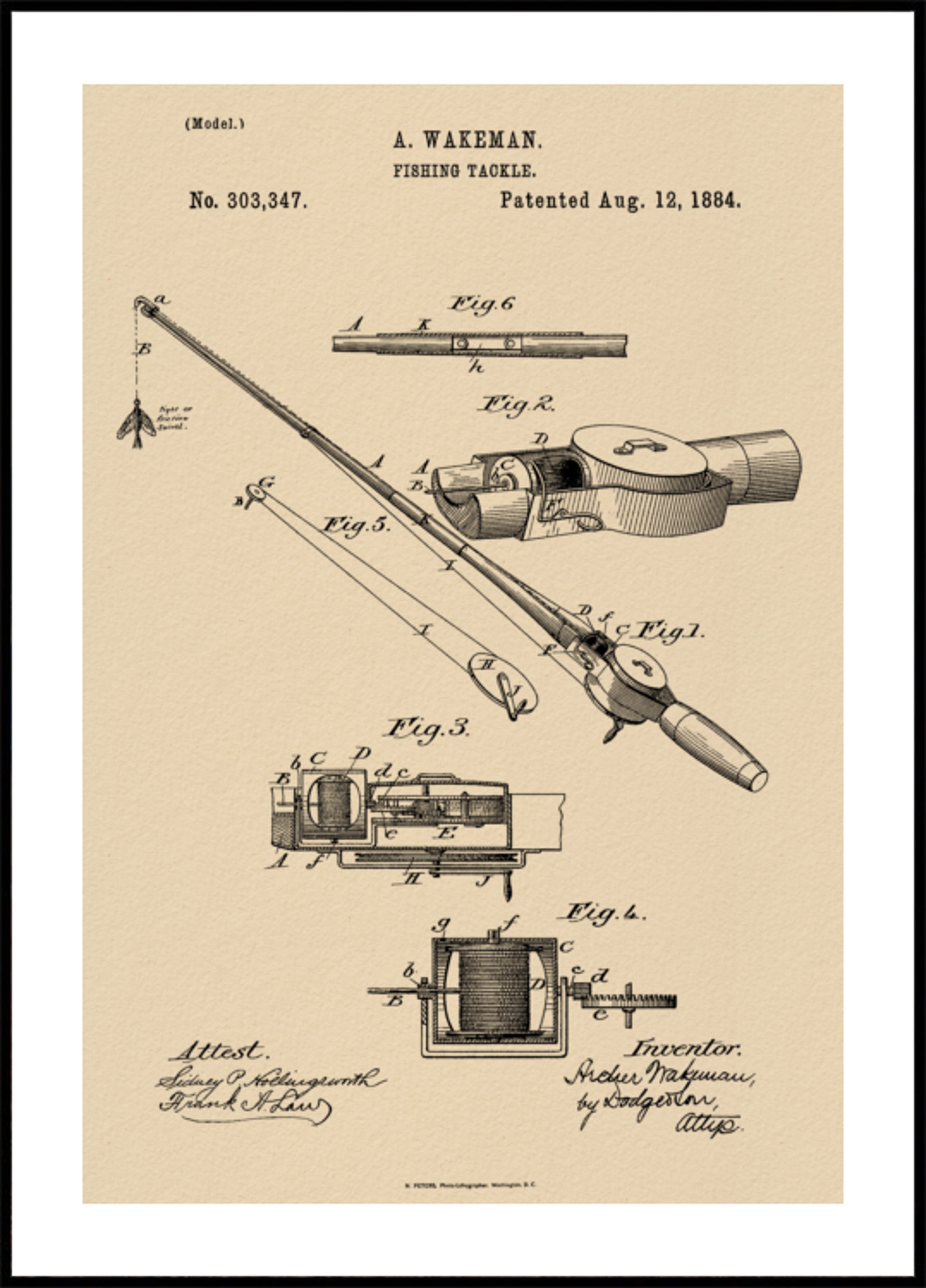 Vintage Fëscherei Patent