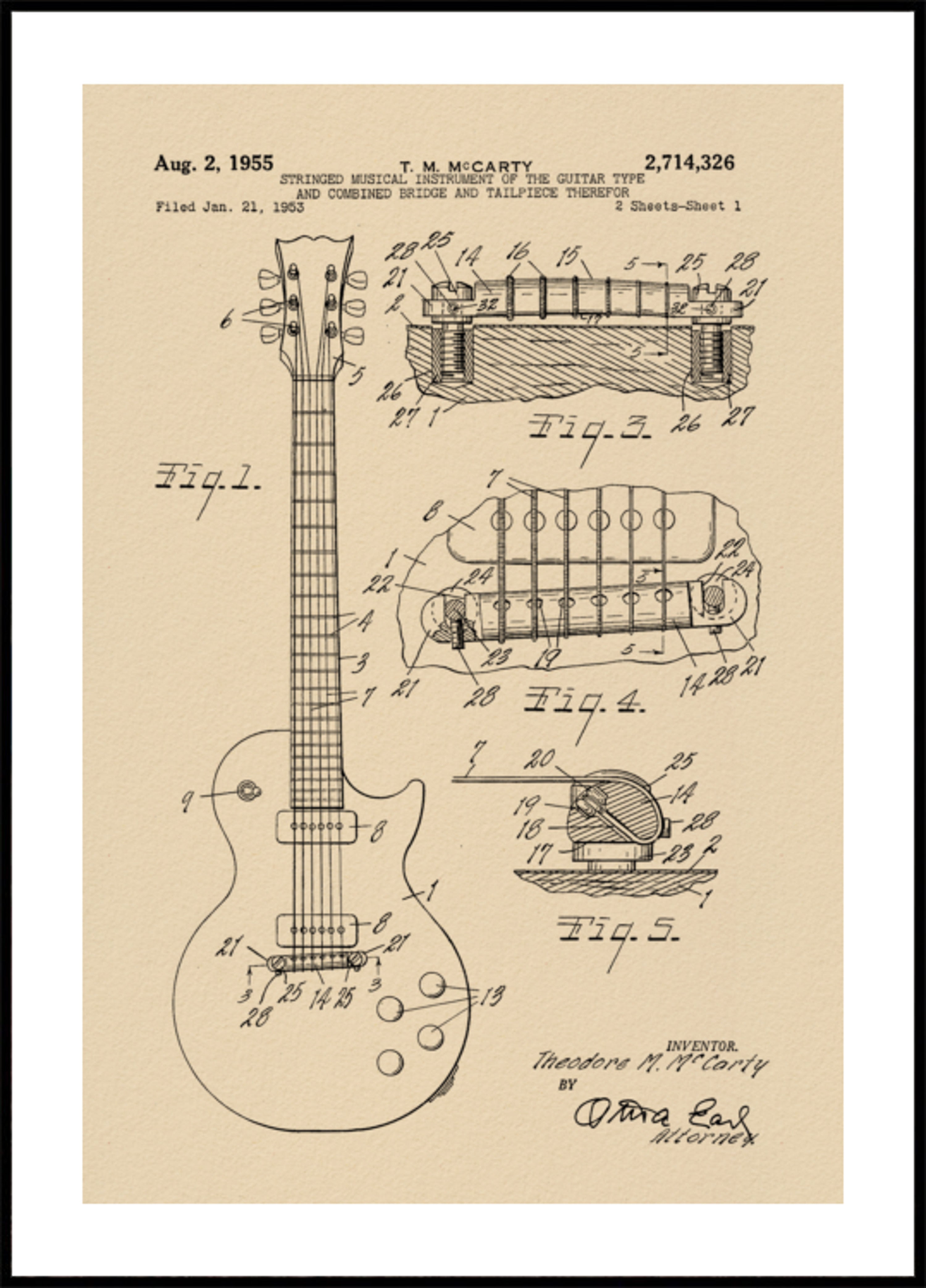 Vintage Guitar Patent Zeechnen